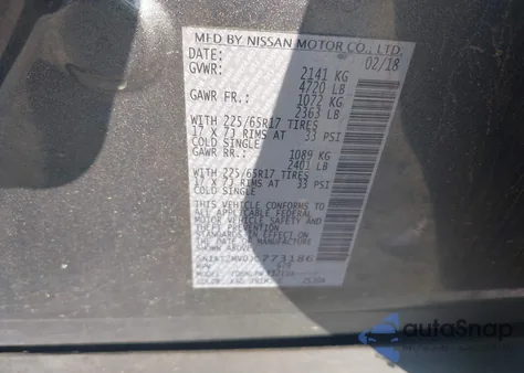 2018 Nissan Rogue S z USA, uszkodzony, nr VIN 5N1AT2MV0JC773186